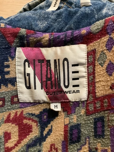 Gitano Outerwear Jeansjacke M Acid Wash Aztec Navajo Futter Logo Vintage 90s - Bild 6 von 17