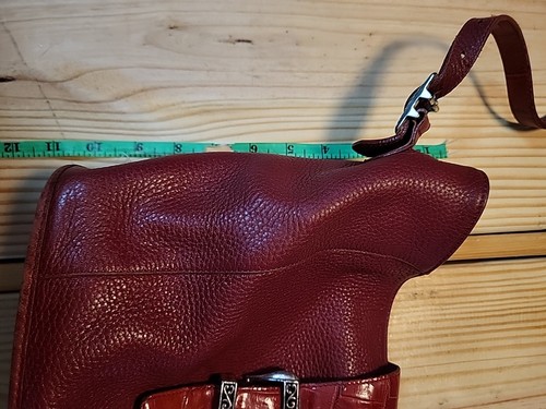 Brighton Shoulder Bag Red Pebbled Leather Purse Croc Embossed Flap Strap A416586 - Picture 13 of 13