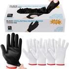 Janmercy BBQ Gloves Set 4 Cotton Liners and 100 Disposable Nitrile Gloves Latex