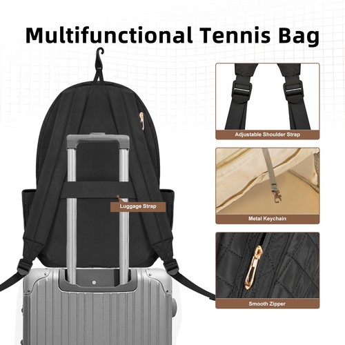 Outdoor Tennis Rucksack für 2 Schläger große Aufbewahrung Unisex wasserabweisend - Bild 7 von 16