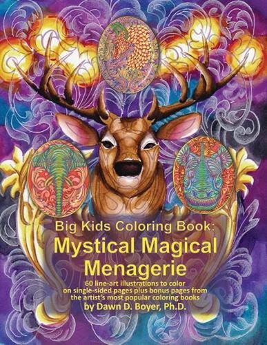 Großes Kinder Malbuch: Mystische magische Menagerie: 60 Line-Art Illustrationen zu