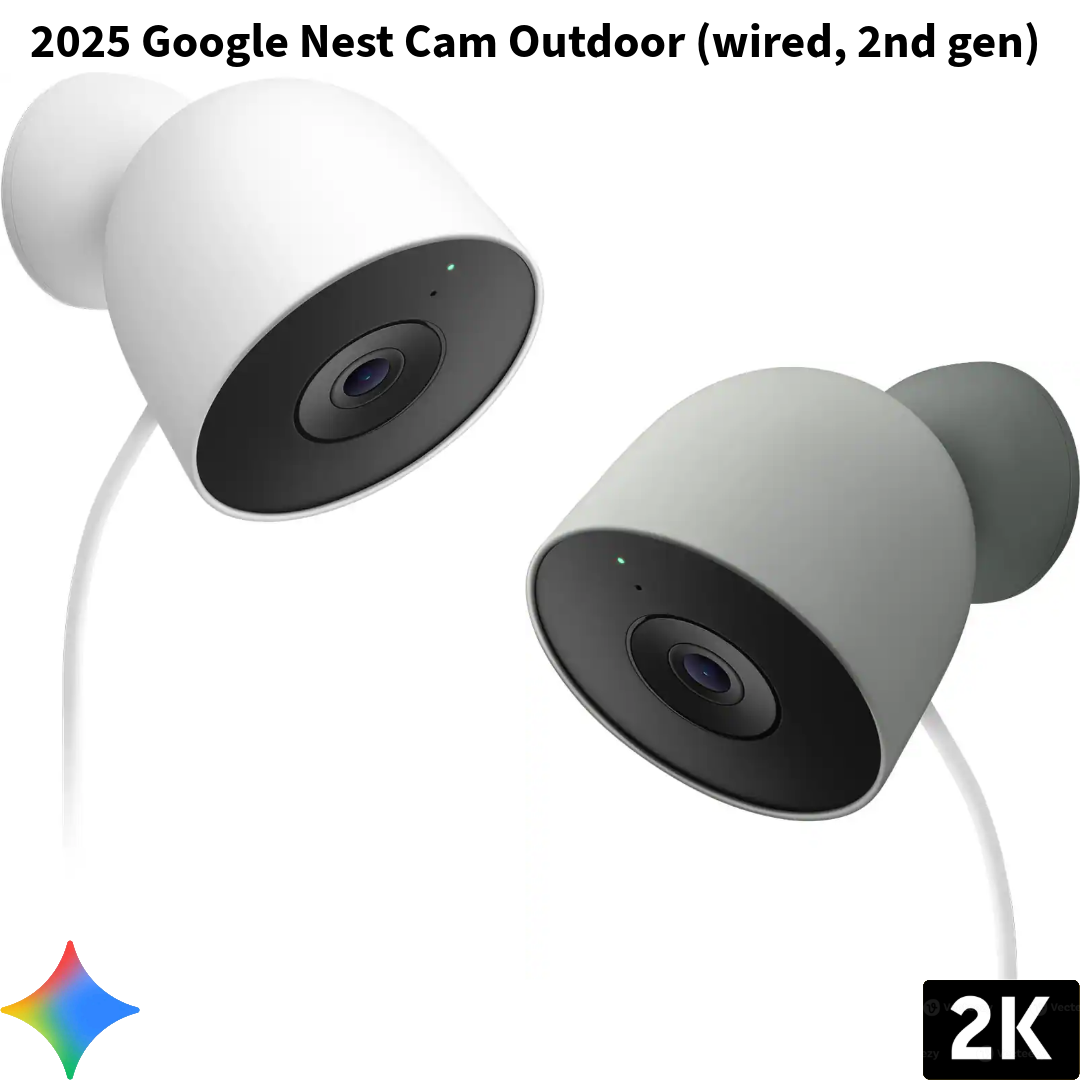 New 2025 Google - Nest Cam Outdoor (wired, 2nd gen), 2K Video and