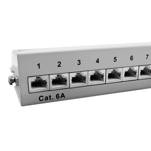 Panel krosowy Cat.6A 500MHz 12-portowy 1U ekranowany biurko natynkowe szary ProfiPatch - Zdjęcie 6 z 11