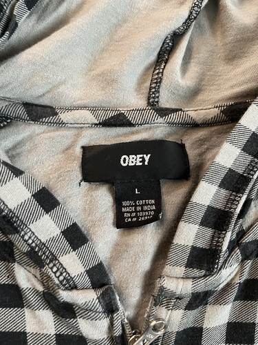 OBEY Light Weight Zip-Up Plaid Checkered Jacket Men’s Large Skater - Bild 3 von 5