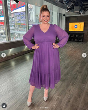 Torrid Tea Length Dot Open Back A-Line Dress Size 1X NWT Midi Purple Cottagecore