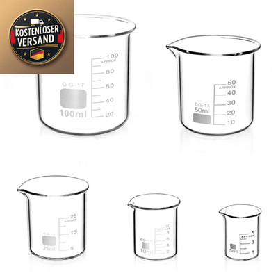 QWORK Messbecher Set 5 Stück 5-100 ml Borosilikatglas
