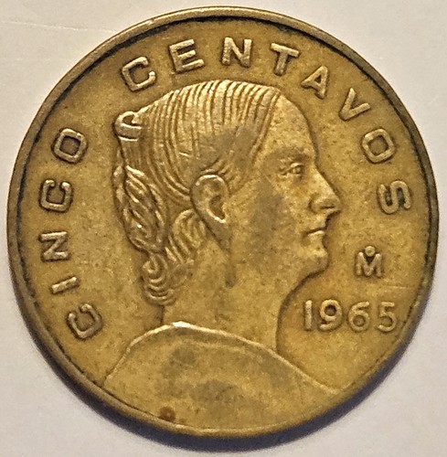 Mexico 1965, 5 Centavos, "Josefita" Brass, KM-#426, Quick & FREE SHIPPING! - Picture 3 of 4