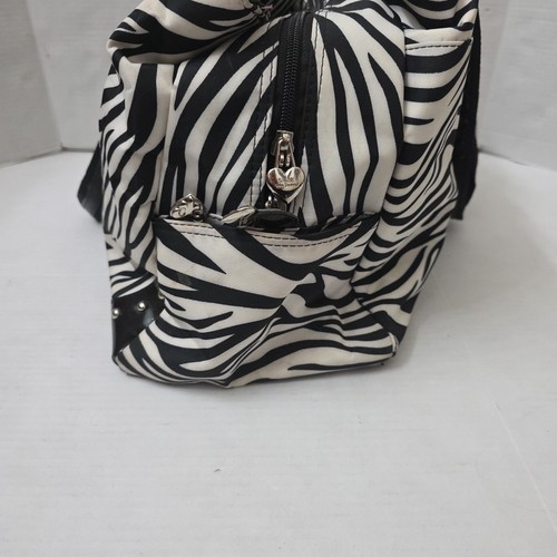 Y2K Kathy Van Zeeland Large Studded Zebra Print Weekender Bag Clean - Bild 3 von 12