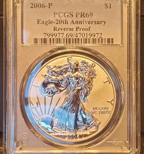 2006-P American Silver Eagle Reverse Proof PCGS PR 69  20th Anniversary