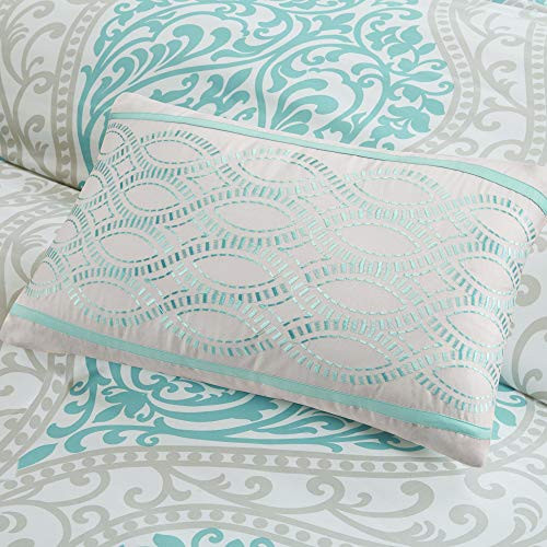 ID10-898 Senna Comforter Set King/Cal King Size - Aqua Blue/Gray, Damask – 5 ... - Picture 10 of 12