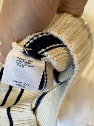 Brandy Melville Marine & Creme Gestreifter Pullover Oversize Baumwolle Strick Langarm - Bild 5 von 5