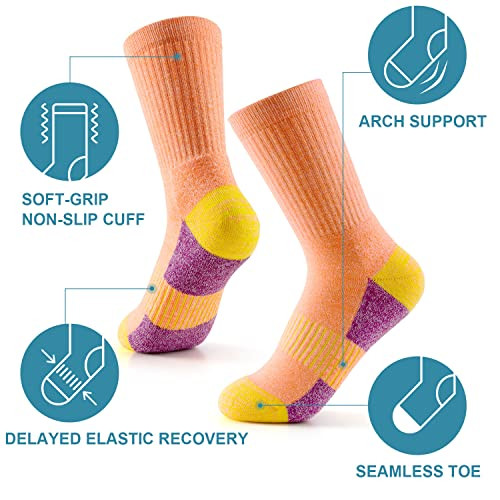 Women Socks Hiking Running Thick Cushion Athletic 5-9 5 Pairs Quotidian Colors - Picture 2 of 6