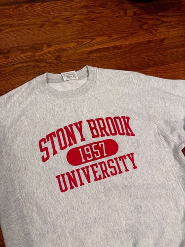 Felpa Pullover Vintage Champion Reverse Weave Stony Brook University Small - Foto 2 di 7