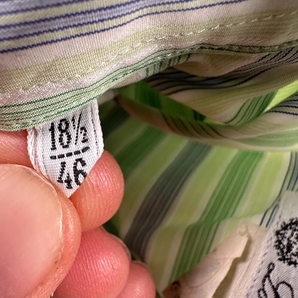 Camisa de Vestir Loro Piana Abotonada Para Hombre 18.5 Multicolor Rayas Hecha en Italia Foto 4 de 4