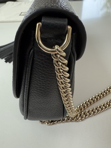 NWT GUCCI Soho Flap Medium Black Pebbled Calfskin Crossbody Bag - Picture 3 of 13
