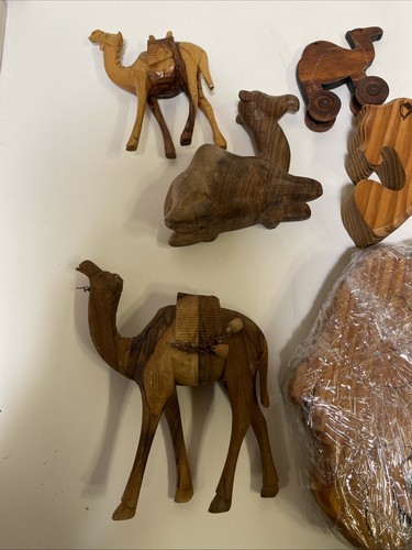Vintage Hand-Carved Olive Wood Camel world Figurines Puzzle Lot of 10 Assorted 1 - Picture 4 of 12