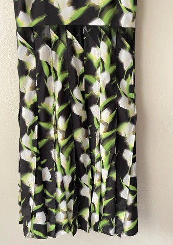Zac Posen floral Printed Pleated Midi Dress women's size 0 Black Green - Picture 3 of 16