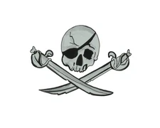 Decal Vinyl Sticker Skull And Cross Swords - Printed Vinyl Decal Made in USA