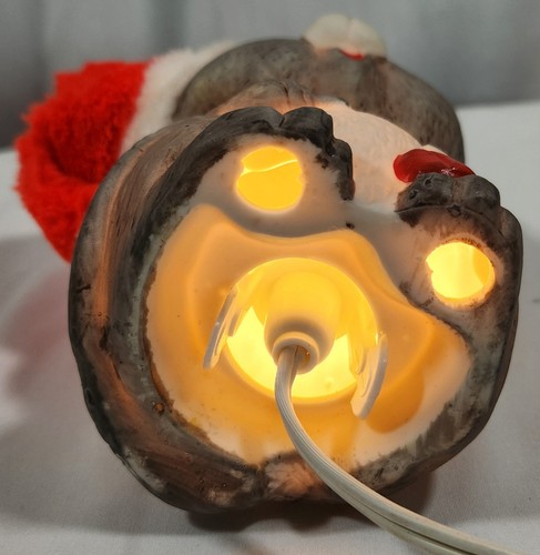 Vintage Christmas Santa Mouse Light Up Ceramic Figure w/Cord Nite Lite - Picture 6 of 8