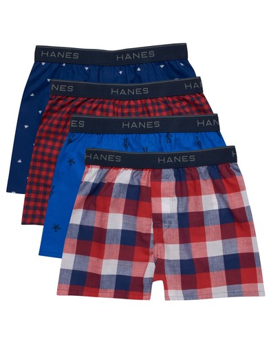 Hanes Ultimate Boys Woven Boxer Brief w/ ComfortSoft Waistband 4Pk Prints/Plaids - Picture 2 of 9