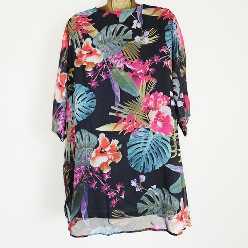 NUEVA Blusa Top Ex Evans Talla Grande 16-32 Chifón Ala de Murciélago Floral Rosa Verde Negra - Imagen 6 de 6