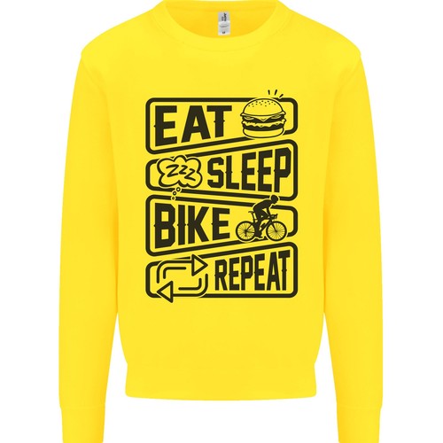 Cycling Eat Sleep Bike Repeat Funny Bicycle Kids Sweatshirt Jumper - Picture 12 of 31