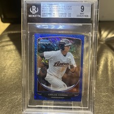 2013 Bowman Chrome Carlos Correa Cream Of The Crop Mini Blue Wavw Refractor