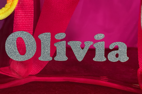 Klar Rosa Rucksack mit Regenbogenbesatz, individuelle Glitzer Name Personalisierung Kinder - Bild 14 von 14