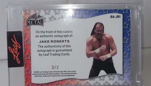 2024 Leaf Independence Day AUTO 3/3 JAKE THE SNAKE ROBERTS AMERICAN FLAG SHIMMER - Picture 3 of 4