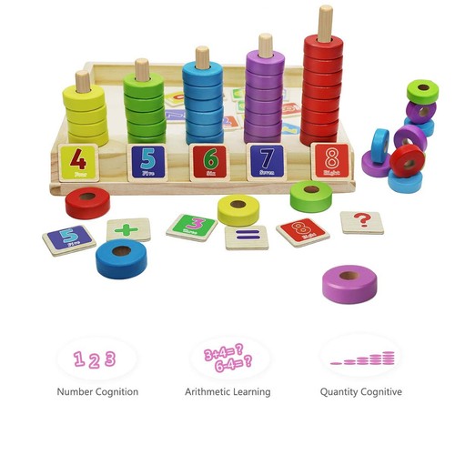 Montessori Math Toys for Toddlers, Wooden Math Manipulatives with Counting Nu... - Picture 3 of 6