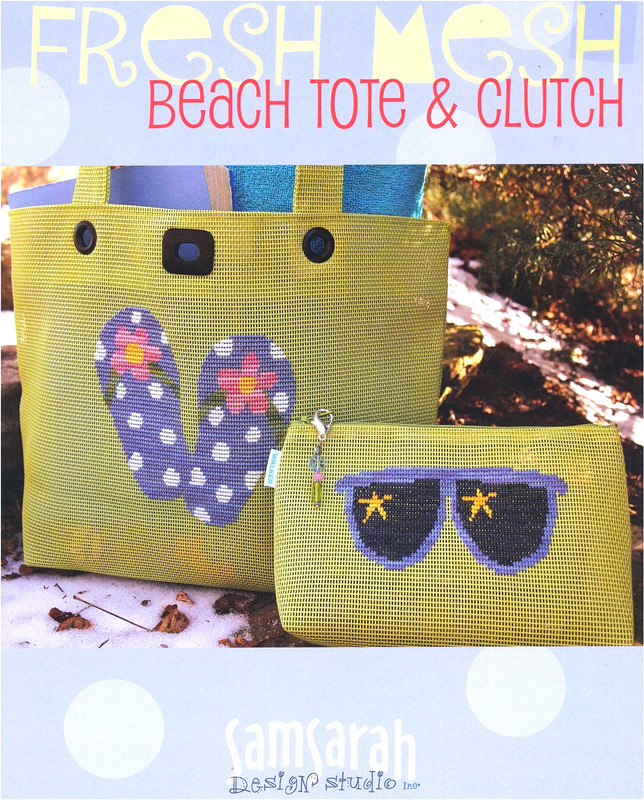 SamSarah FRESH MESH BEACH TOTE & CLUTCH 2 Cross Stitch Charts Leaflet ONLY RARE