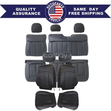 For 2009-2014 Ford F-150 Lariat Front & Second Row Replacement SEAT COVER Black