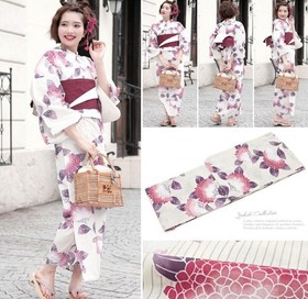 Yukata Bonheur Saisons Striped Hydrangea 165cm casual kimono women's