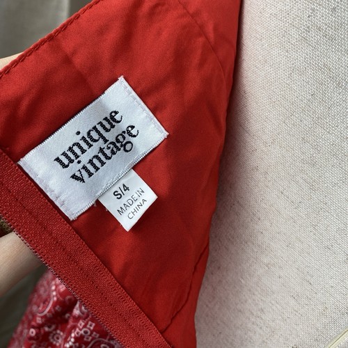 Unique Vintage S Midi Dress Bandana 90s Pin Up Rockabilly Halter Fit N Flare Red - Picture 3 of 7