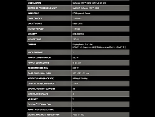 MSI GeForce RTX 3070 VENTUS 3X OC 8GB GDDR6 Grafikkarte mit Karton - Bild 6 von 6