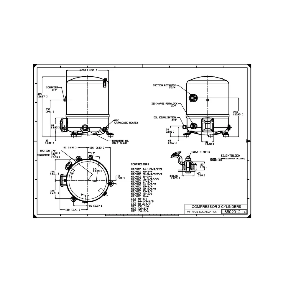 Danfoss MTZ56HL3AVE 5HP R404,R407,R134,R448, MBP Reciprocating Refrigeration Com - Image 2 of 2