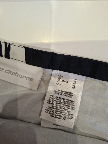 LIZ CLAIBORNE Summer Skirt Black & White Knee Length 100% Cotton UK Size 18 - Picture 6 of 6