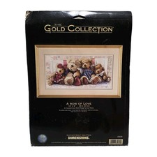 Dimensions Gold Collection A ROW OF LOVE Counted Cross Stitch Kit #35039 Bears