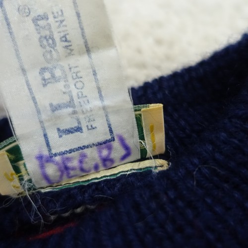 L.L.Bean Wollpullover Herren Medium Navy Nordic Rentier Fair Isle Norway Made 80s - Bild 7 von 13