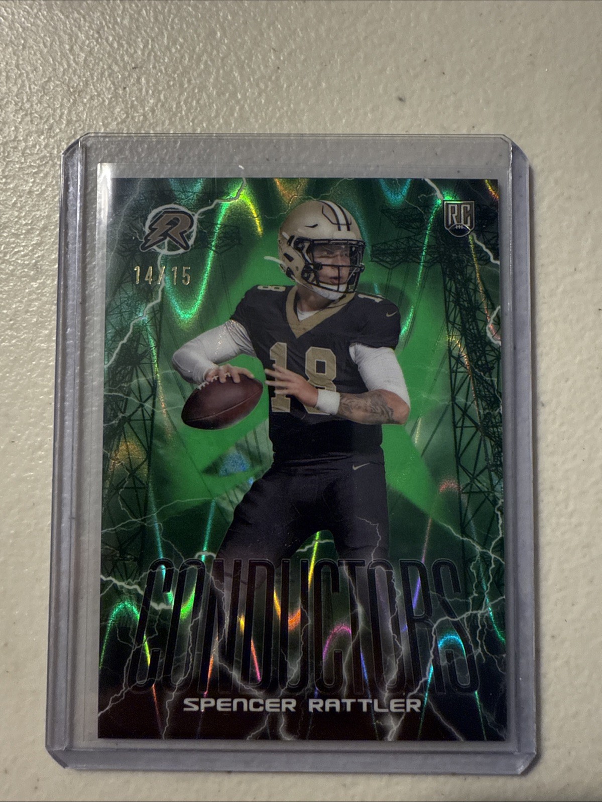 2024 Topps Resurgence - Rookies Spencer Rattler Conductors Green Refractor 14/15