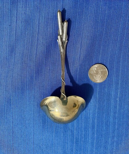 Durgin Cat Tails Sterling Silver Gravy Ladle 5½″ Lily Pad Bowl Art Nouveau 1898 - Picture 2 of 7
