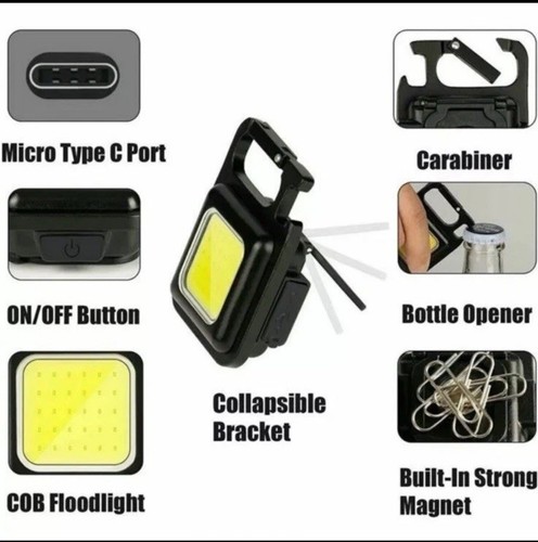 Tragbare Mini Taschenlampe USB Lampe COB LED Arbeitslicht Schlüsselanhänger - Bild 4 von 12