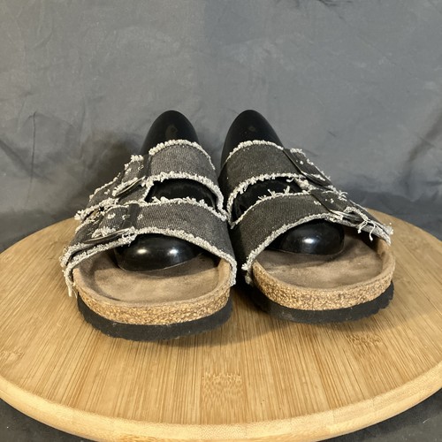 Sandalias veganas Naot Santa Barbara para mujer 6/37 negras denim con hebilla deslizables zapatos - Imagen 2 de 10