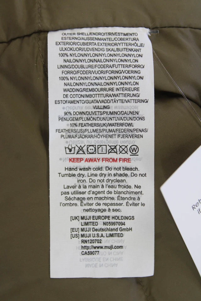 Chaqueta acolchada Muji para mujer con botones delanteros manga larga marrón talla pequeña Foto 4 de 4