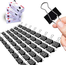 Medium Binder Clips, 48 Pack, 1-1/4 Inch, Black, Standard 32Mm, Capacity 0.6 Inc