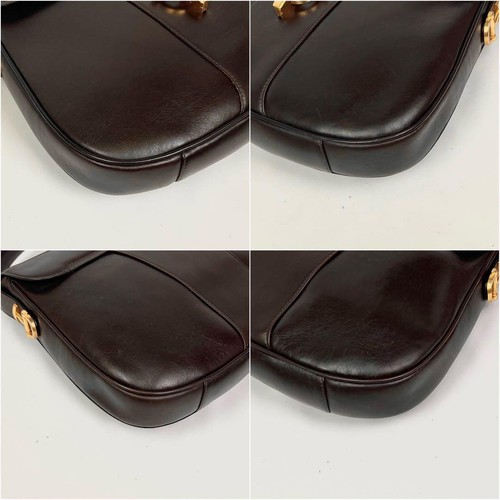 Gucci Shoulder Bag Handbag Horsebit Leather Brown Used Authentic Excellent JAPAN - Picture 5 of 13