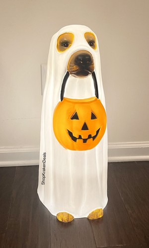 Golden Retriever Halloween Dog Blow Mold Ghost Pumpkin LED 2025 23 Inches New