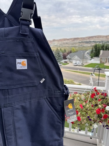 CARHARTT BLUE BIBS, SIZE 36X32, FR FIRE RESISTANT, EXCELLENT & NEW WITH TAGS - Picture 4 of 18
