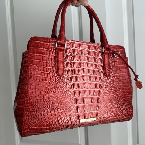 Brahmin Small Finley Satchel Embrace Red Ombre Melbourne Leather - Picture 3 of 8