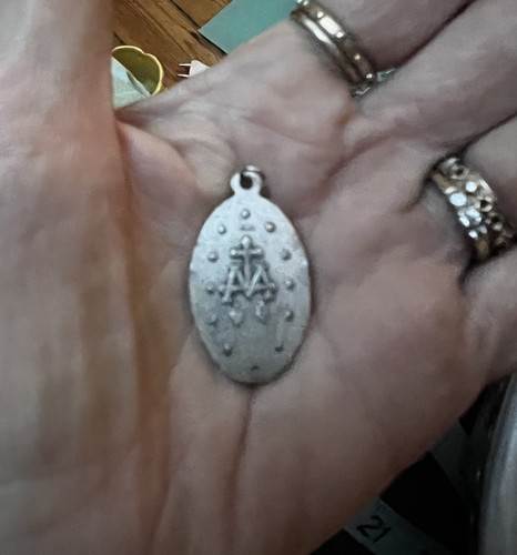 "Medalla milagrosa francesa Virgen María colgante de plata grande 11/2"" encanto París" - Imagen 9 de 11